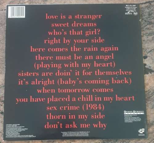 EURYTHMICS Greatest Hits (Excellent/Excellent) BMG Steel Streets Records RCA (L) 1147 SA Press 1991