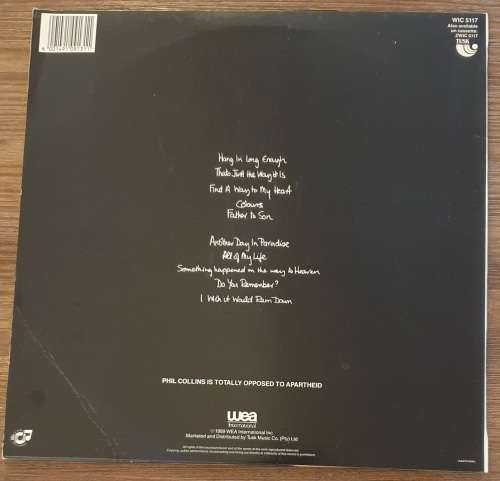 PHIL COLLINS But Seriously (Excellent/VG+) WEA WIC 5117 SA Pressing 1989 - Inner sleeve with lyrics