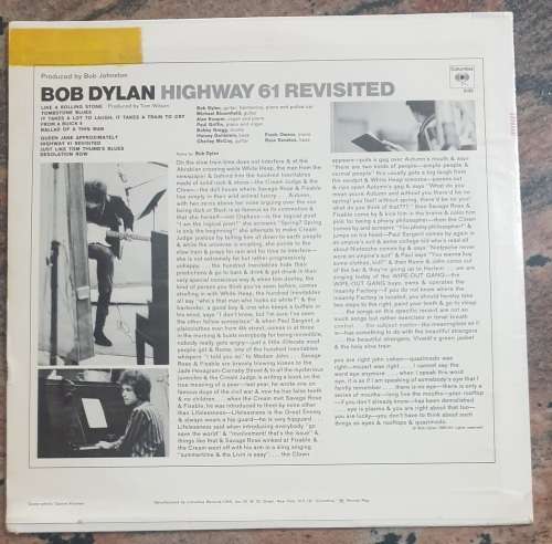 BOB DYLAN Highway 61 Revisited (Very Good+/Very Good+) Columbia 9189 USA Pressing