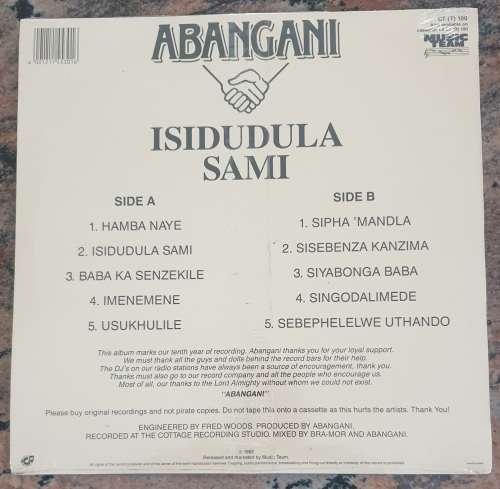 ABANGANI Isidulula Sami (Excellent/Excellent) Music Team CT (T) 100 SA Pressing 1992