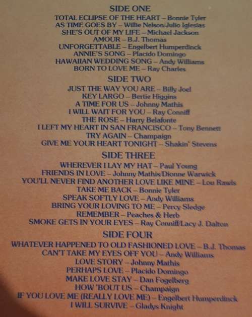 GOLDEN LOVE SONGS Yesterday and Today - Original Artists - Double LP (VG+/VG+) CBS AGP 137 SA 1983