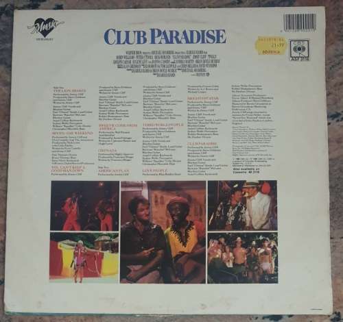 JIMMY CLIFF Club Paradise OST (Very Good+/Very Good+) CBS ASF 3116 SA Pressing 1986 - RARE