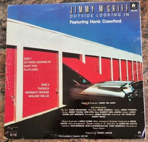 JIMMY McGRIFF Ft. HANK CRAWFORD Outside Looking In (VG+/VG) TK Records GSL 203 SA Pressing 1983