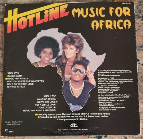 HOTLINE Music For Africa (Very Good+/Very Good) Gallo MFM (B) 1001 SA Pressing 1983