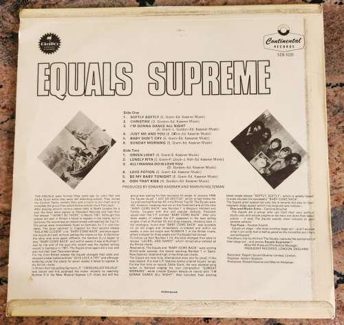 THE EQUALS Equals Supreme (Very Good+/Very Good) Continental SZB 8220 SA Pressing 1969 - HEAVY VINYL