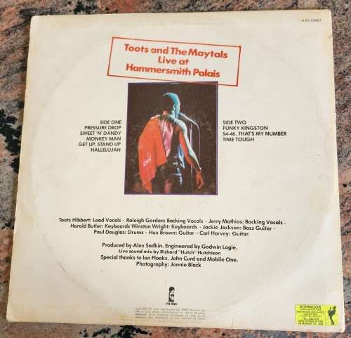 TOOTS & THE MAYTALS Live At Hammersmith Palais (VG+/VG) Island ILPS 29647 SA Pressing 1981 - RARE