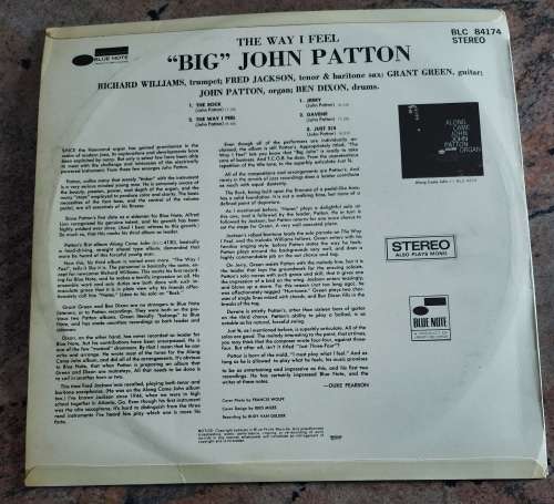 BIG JOHN PATTON The way I Feel (VG+/VG+) Blue Note BLC 84174 SA Pressing - VERY RARE