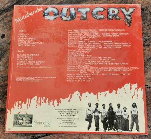 MUTABARUKA Outcry (VG+/Exc) Shanachie 43023 Canadian Pressing 1984 - Lyrics - VERY RARE