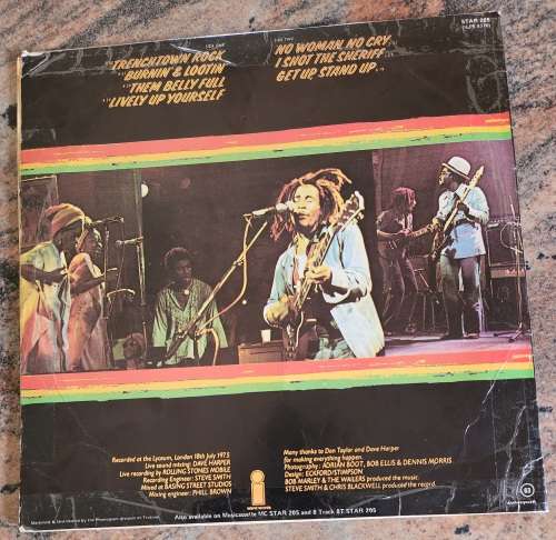 BOB MARLEY & THE WAILERS Live! (Good+/Fair) Island STAR 205 SA Pressing 1975