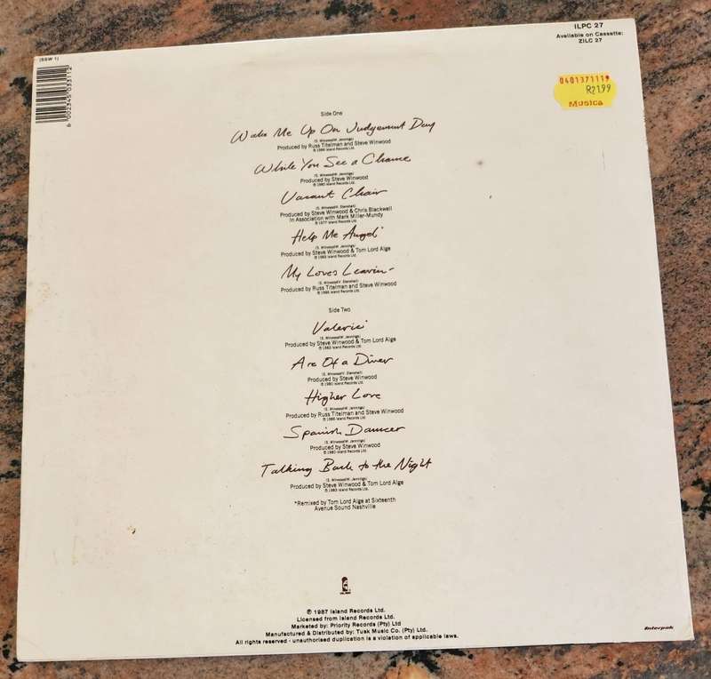STEVE WINDWOOD Chronicles - Best Of (VG/VG+) Island ILPC 27 SA Pressing 1987 - Original inner sleeve