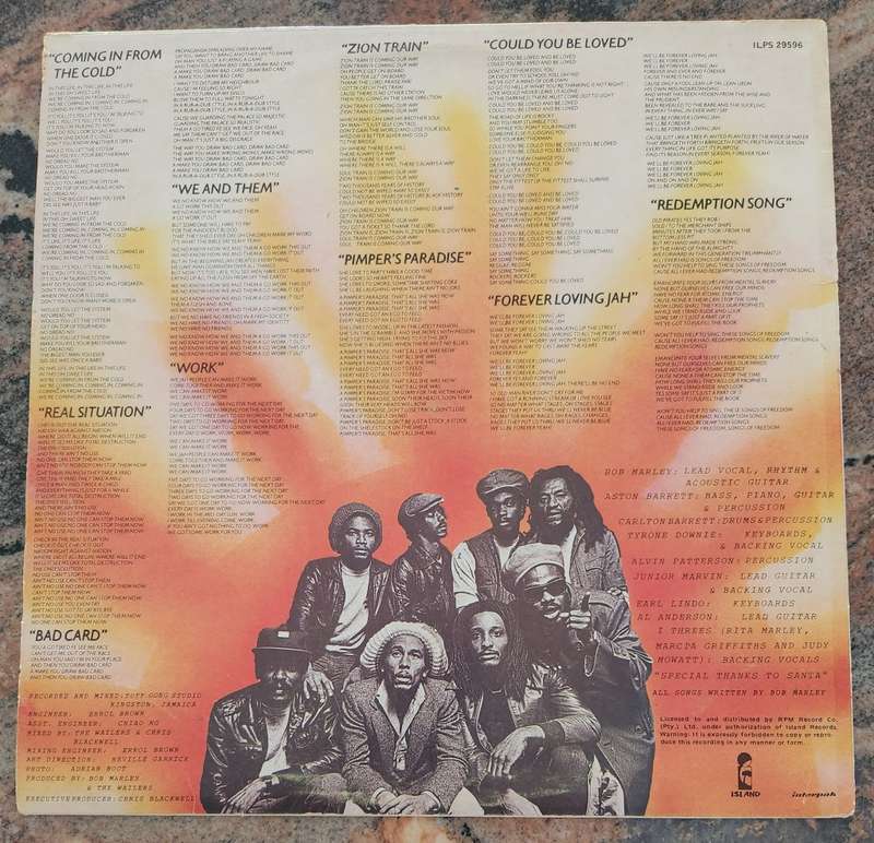 BOB MARLEY and THE WAILERS Uprising (VG+/VG) Island ILPS 29596 SA Pressing 1980