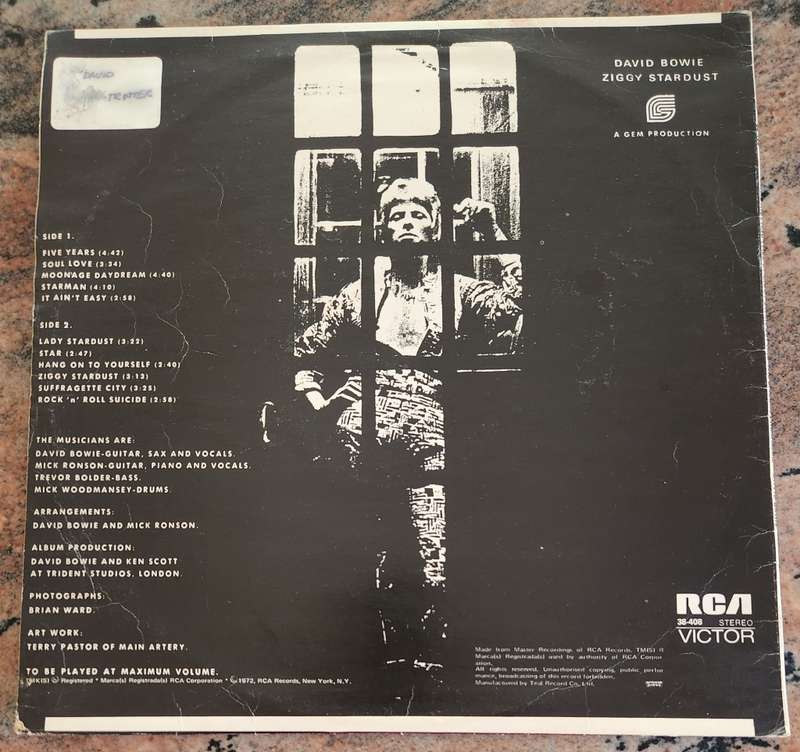 DAVID BOWIE The Rise & Fall Of Ziggy Stardust (VG+/VG) RCA 38 408 SA Pressing