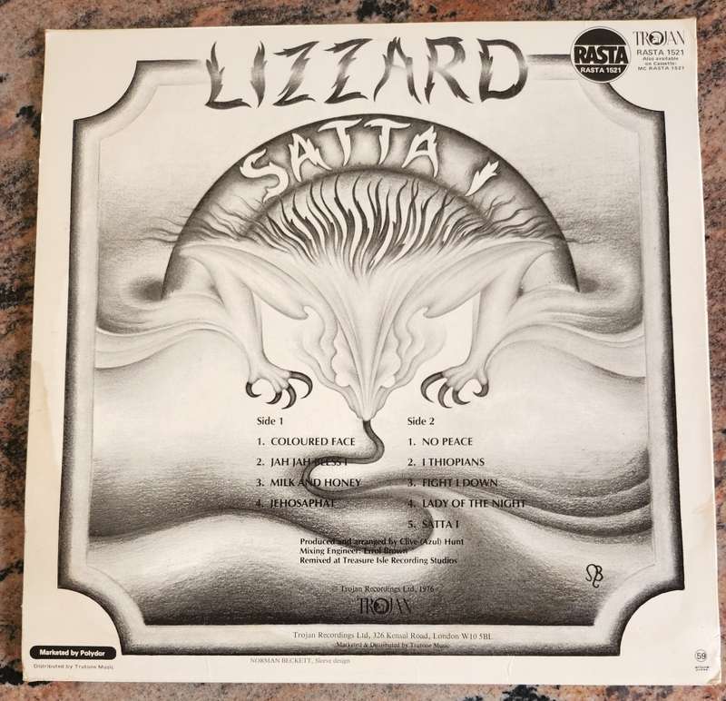 LIZZARD Satta I (VG/VG+) Trojan Rasta 1521 SA Pressing - VERY RARE