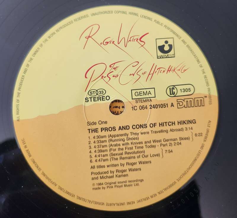 ROGER WATERS The Pros & Cons Of Hitch Hiking (VG/VG) Harvest LC 1305 European Pressing 1984 - Lyrics