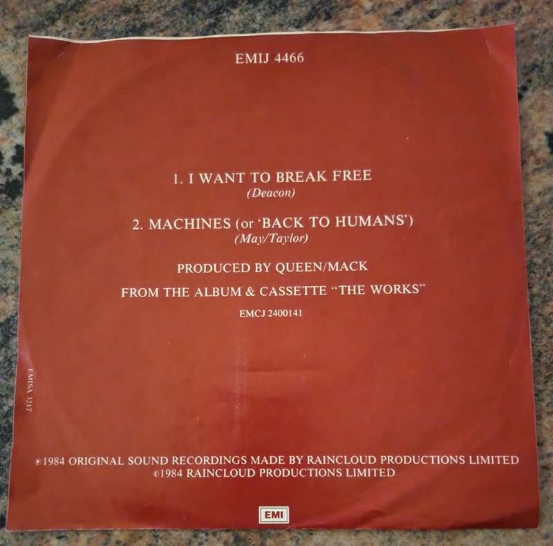 QUEEN I Want To Break Free -  7 Inch (Very Good+/Very Good) EMI EMIJ 4466 SA Pressing 1984