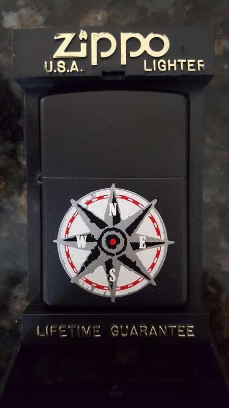 Original 1997 Marlboro Zippo Lighter Matte Black Compass New in Box