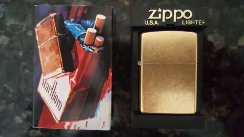 Original 2003 Marlboro Zippo Lighter Filter Pack Street Brass New in Box