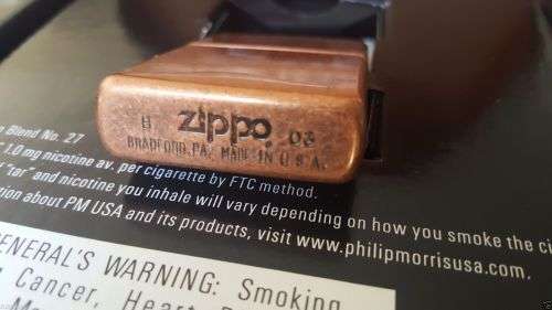 Original 2003 Marlboro Blend No. 27 Zippo Lighter Antique Brass Very Rare