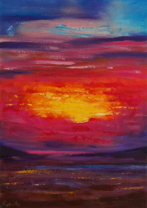 Colourful Sunset - Oil painting (250mm x 350mm)