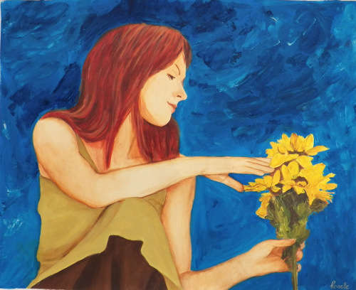Sunflower Girl - Acrylics on canvas (400mm x 500mm)