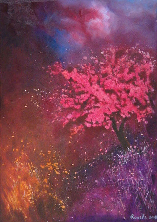 "Tranquil" Acrylics, ink & oil on canvas (300mm x 400mm x 15mm)
