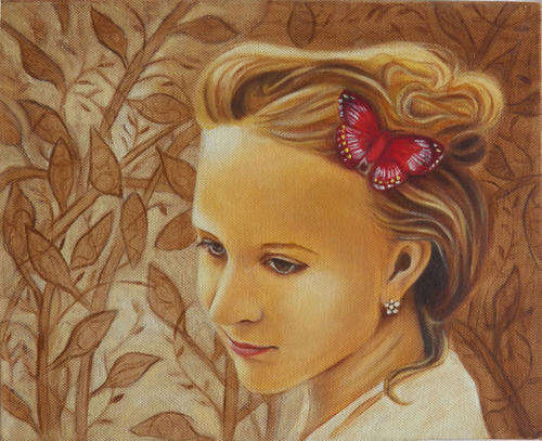 "Red Butterfly" Oil painting (240mm x 300mm x 40mm)