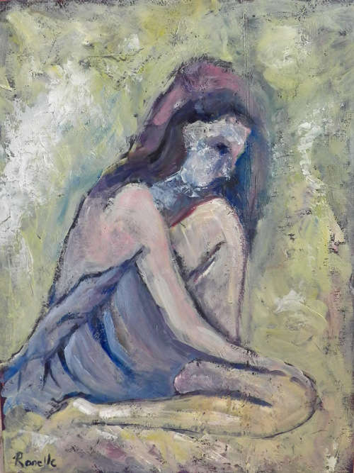 Sitting Figure in Oils - (230mm x 300mm)
