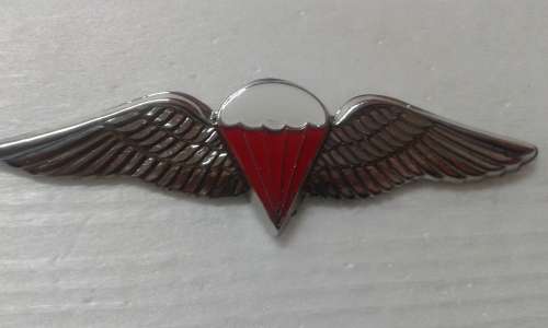 SADF  PARACHUTE FREEFALL,CHROMED AND LUCITE COVERED ENAMELED WING