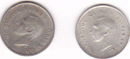 THREEPENCE (TICKEY)SET OF 2 COINS  (1941 /42)