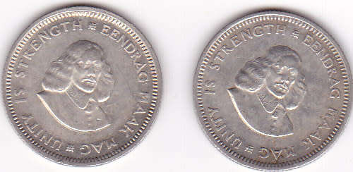 1963 SOUTH AFRICA  FIVE CENTS SILVER (2 COINS ----BID IS PER COIN)
