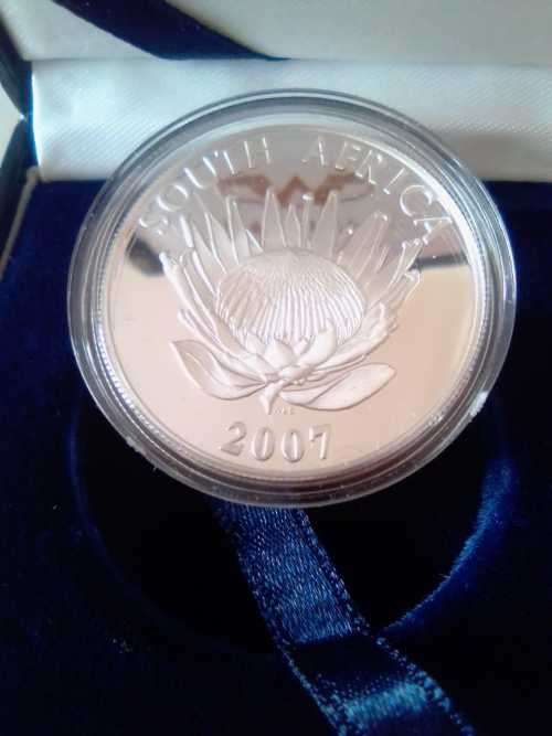 2007 NELSON MANDELA R1 SILVER PROOF COIN IN SA MINT BOX- PLUS CERT ( BID PER COIN)