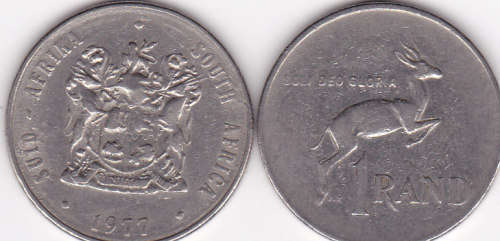 1977 RSA  NICKEL ONE RAND COINS ***GOOD COINS*****BID IS PER COIN