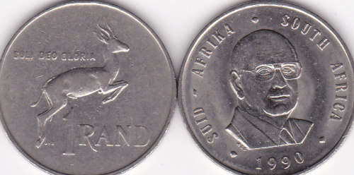 RSA  NICKEL ONE RAND COINS (1990)***GOOD COINS*****BID PER COIN