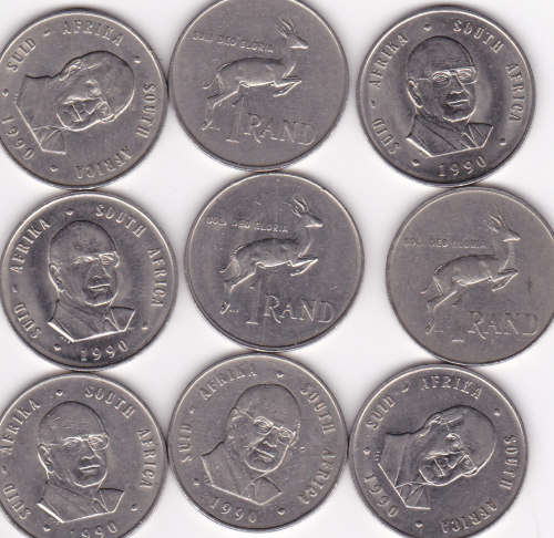 RSA  NICKEL ONE RAND COINS (1990)***GOOD COINS*****BID PER COIN