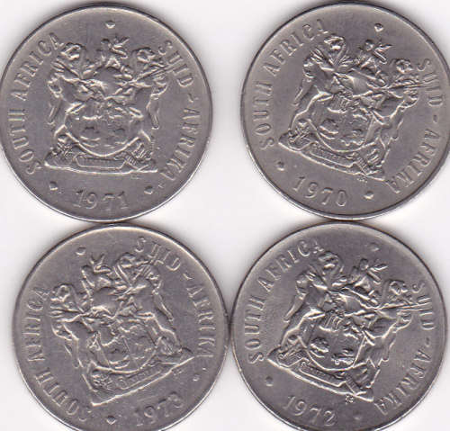 RSA FIFTY CENT COINS (SET OF 4 COINS 1970-1973)