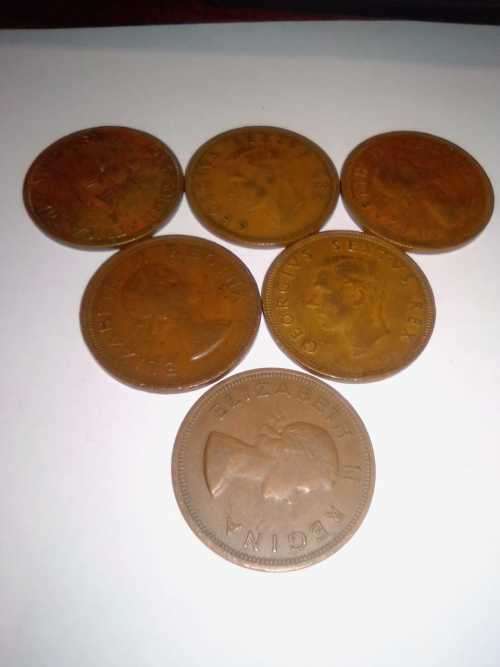 PENNY (SOUTH AFRICA) SET OF 6 COINS - 1950`s
