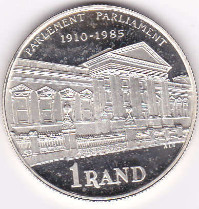 1985 SILVER ONE RAND PARLIAMENT COIN