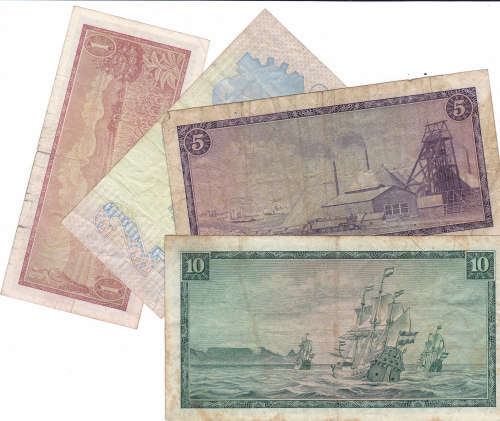 SET OF TW DE JONG BANK NOTES (RSA) 1973-1978 (R10/R5/R2/R1)