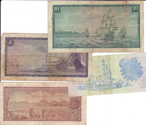 SET OF TW DE JONGH BANK NOTES (RSA) R10/R5/R2/R1 (1972-1975)