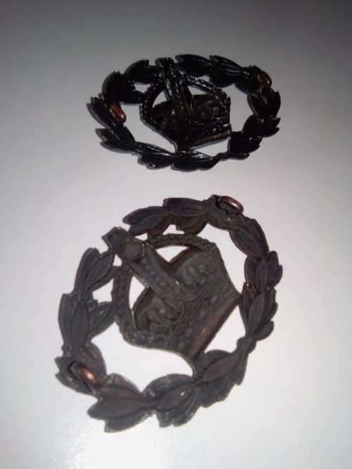 SADF - WWII ROYAL ARMY WARRANT OFFICER RANK  BADGE SET - KING`S CROWN - RARE