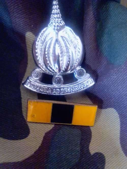 SADF FINANCE CORPS CAP BADGE AND BALKIE SET