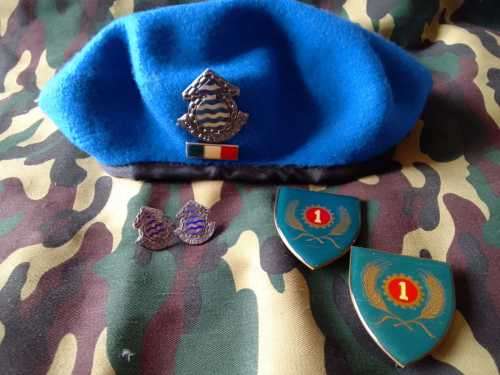 SADF MAINTENANCE BERET (FULL) **PLUS SET OF COLLAR BADGES AND SET  SHOULDER FLASHES
