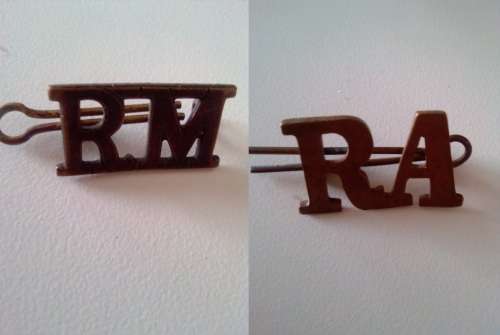 ROYAL ARTILLERY / ROYAL MARINE TITLE BADGES - 2 BADGES- YOUR BID TAKES BOTH