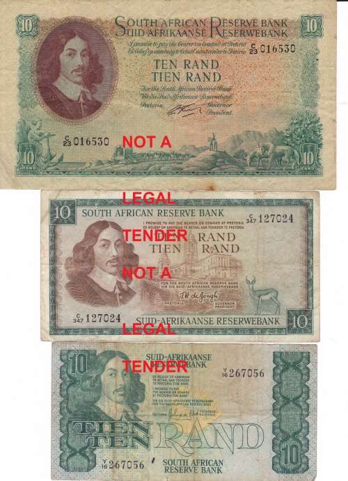 TEN RAND RSA (VARIOUS YEARS - 1960/70/80) - BID FOR ALL 3***BARGAIN BUY