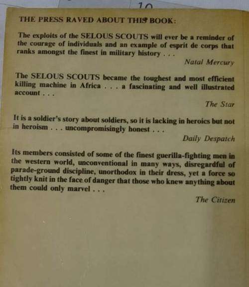 SELOUS SCOUTS - TOP SECRET WAR book by Peter Stiff