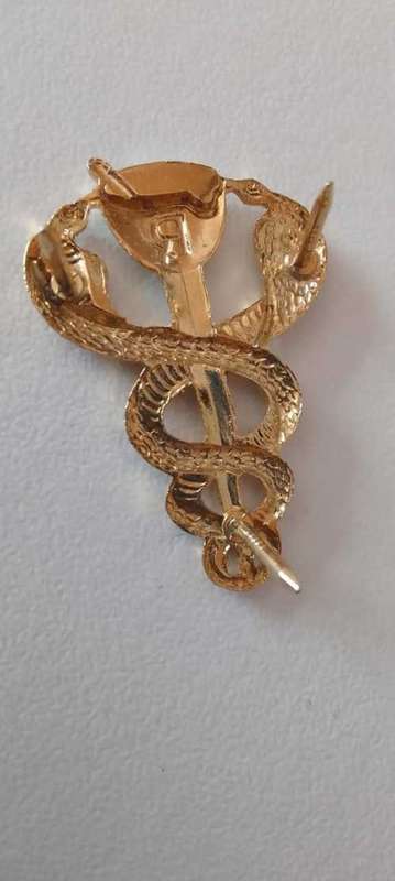 SADF / SA ARMY/ SAMS medical  PHARMACIST BI-METAL BREAST BADGE  --- with pins **
