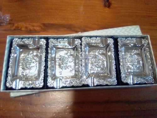 ASHTRAY SET (SET OF 4 METAL ASHTRAYS IN THE BOX)