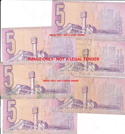 FIVE RAND NOTES - CL STALS- -  (6 NOTES)