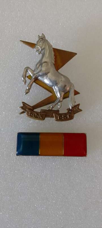 SADF/ SA ARMY  TECHNICAL SERVICES CORPS CAP BADGE AND BALKIE
