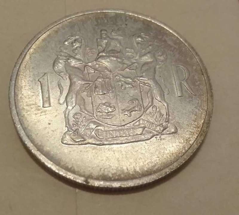 LOW START !!!  1969 R1 (S.A.) SILVER COIN - DONGES- (AFRIKAANS)